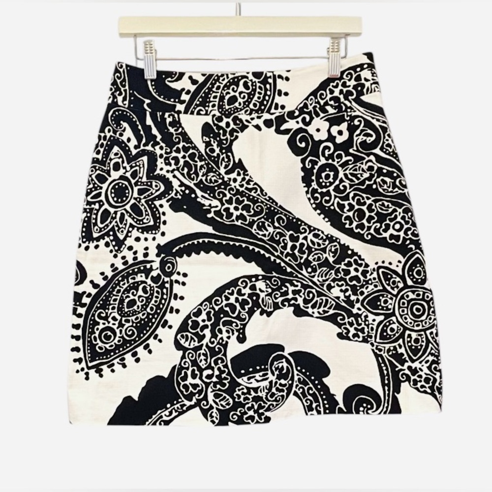 Kate Spade Skirt the Rules Cotton Short Skirt Size 10 Black White Print NWOT
